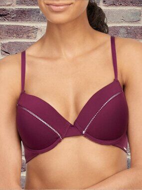 NWT Vince Camuto Push Up Bra 38C Lined Adjustable Straps UW Purple Logo VC051033